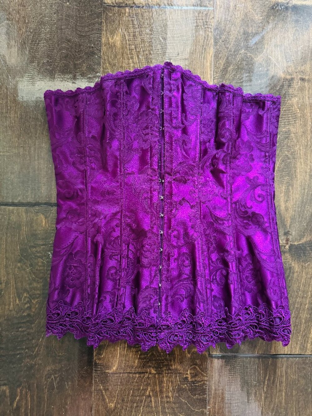 Frederick's of Hollywood Purple Corset Womens 32 Style 7000 Filigree Embroidery